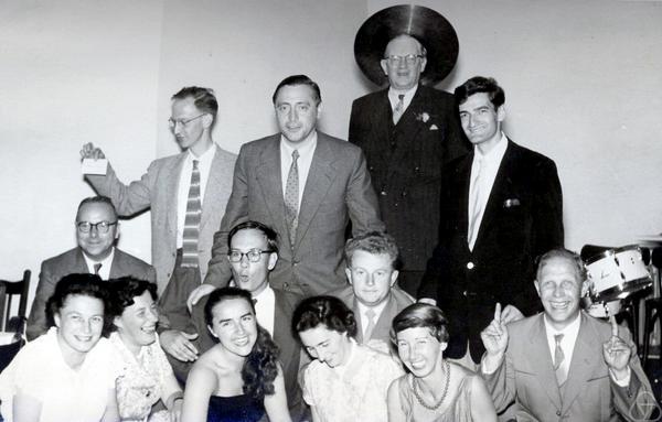 Friedrich Sommer, unknown person, Karl Stein, Heinrich Behnke, George Springer, Mrs Sommer, Mrs Hermes, Ms Bremer, Friedrich Ernst Peter Hirzebruch, Reinhold Remmert, Ingeborg Hirzebruch, Gisbert Hasenjäger