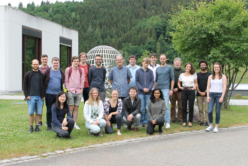 Participants of an Oberwolfach Seminar in front of the Boy surface sculpture in Oberwolfach
